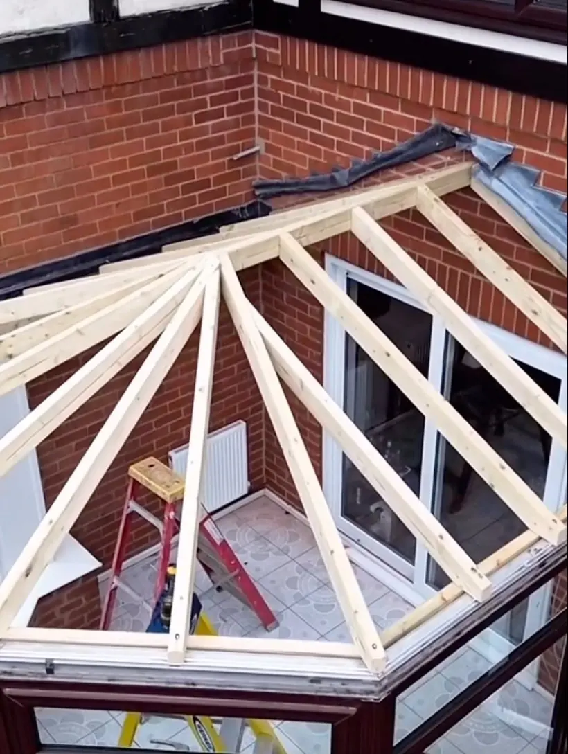 New timber rafters going on for the solid conservatory roof